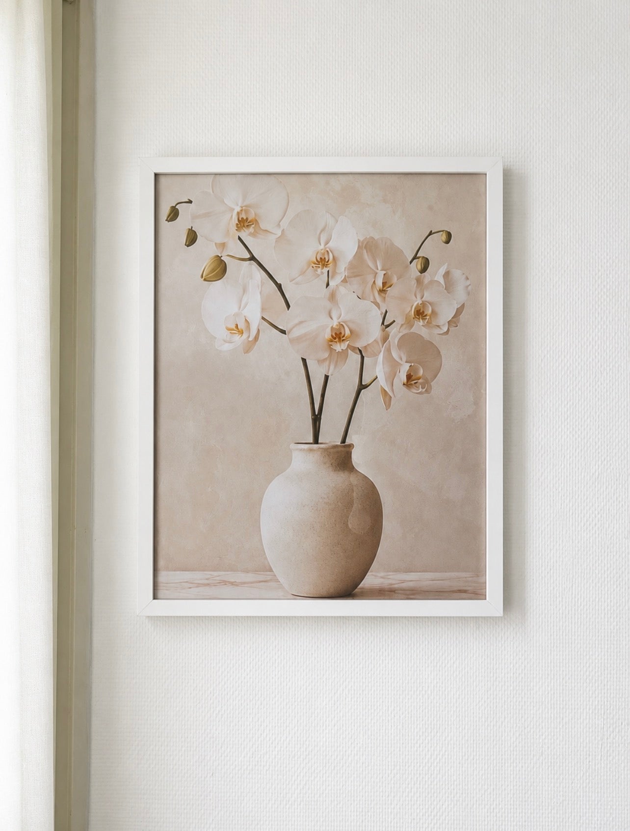 Cadre décoratif Orchidées – Beige et blanc